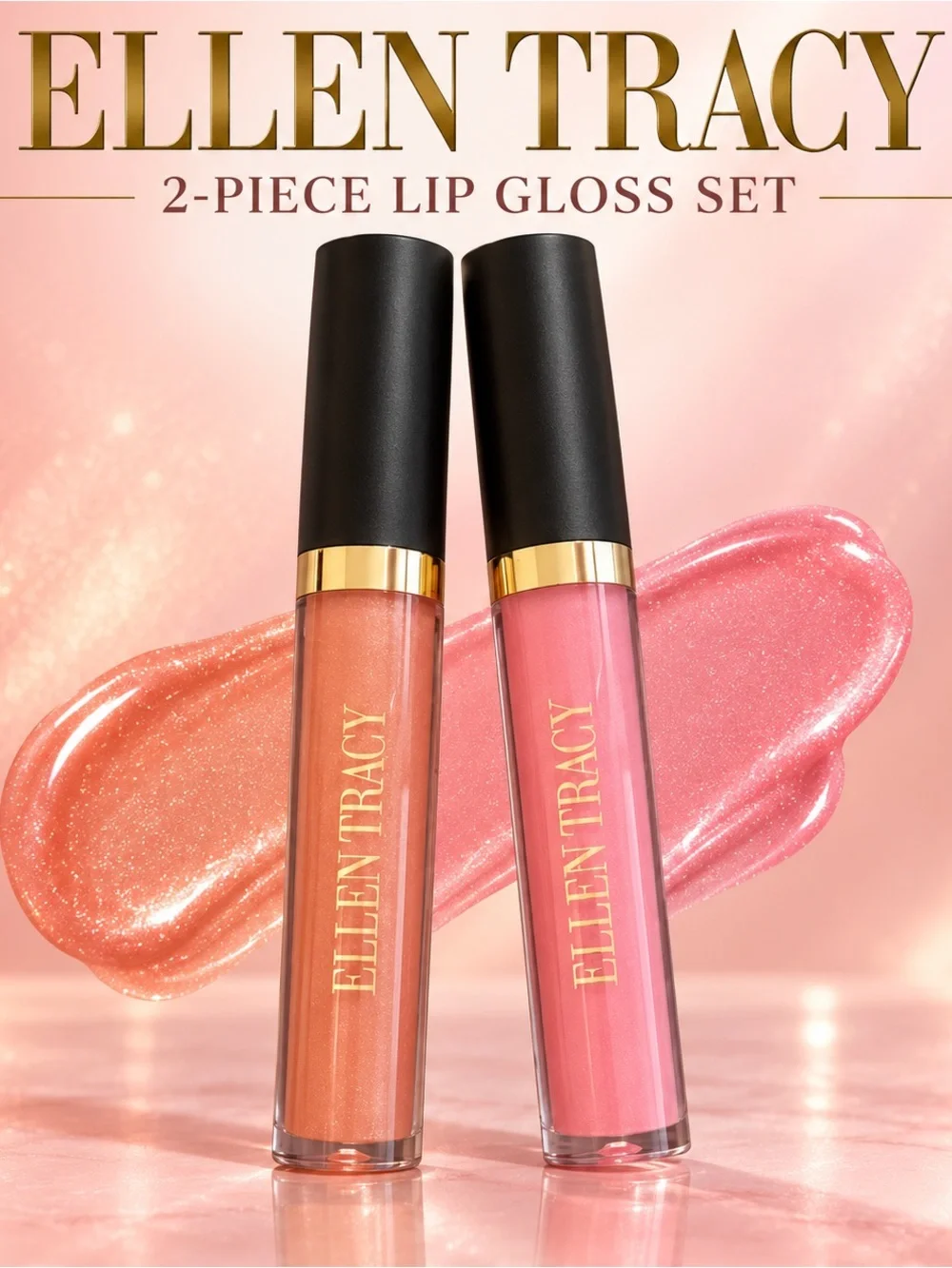 Ellen Tracy 2-Pack Lip Gloss Duo in Pink & a Coral Shimmer